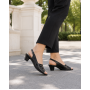 Sandale dama negre din piele naturala box cu lac si toc gros S33LN
